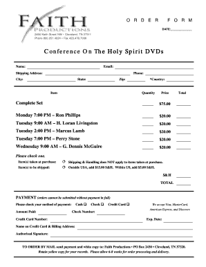 Conference Order Form