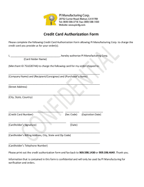 Credit Card Authorization Form
