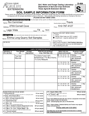 Soil Sample Information Form