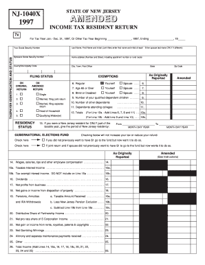 New Jersey Amended Income Tax Resident Return