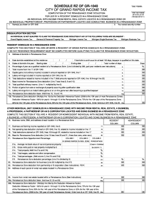 Grand Rapids Renaissance Zone Deduction Form