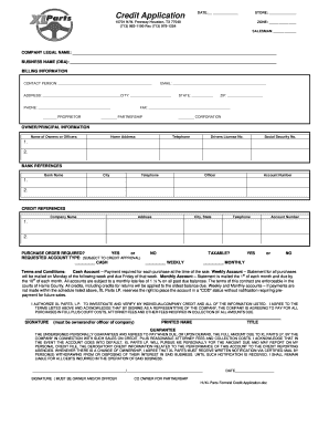 Texas Credit Application Form