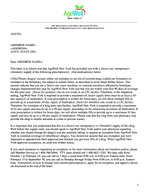 AgeWell New York Prescription Transition Notice
