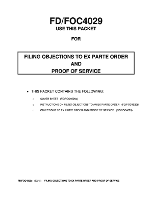 Michigan Objections to Ex Parte Order Form