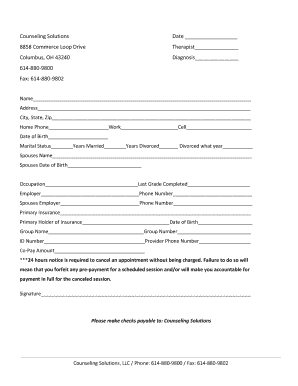 Counseling Solutions Intake Assessment Form