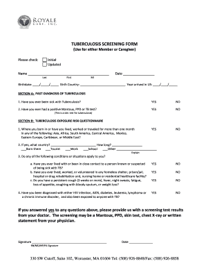 Tuberculosis Screening Form
