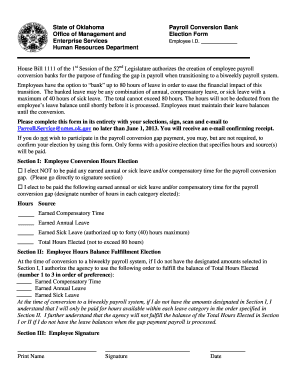 Oklahoma Payroll Conversion Bank Election Form