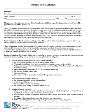 Mold and Mildew Addendum