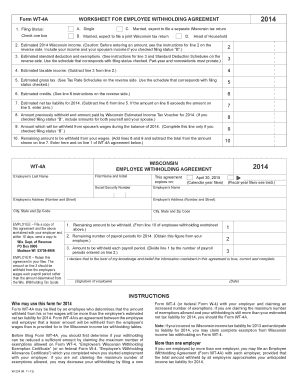 Wisconsin Employee Withholding Agreement 2014