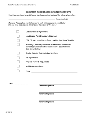 Document Receipt Acknowledgement Form