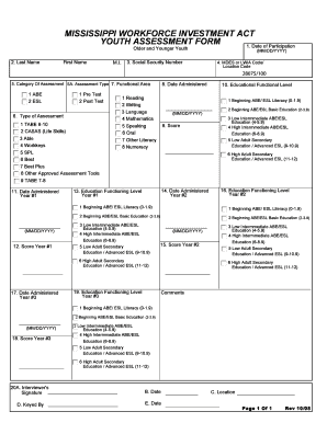 Mississippi Youth Assessment Form