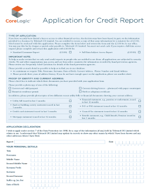 UK Credit Report Application Form