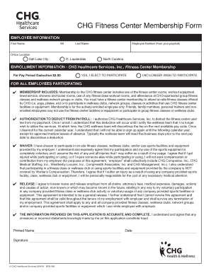 CHG Fitness Center Membership Form