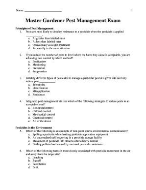 Master Gardener Pest Management Exam