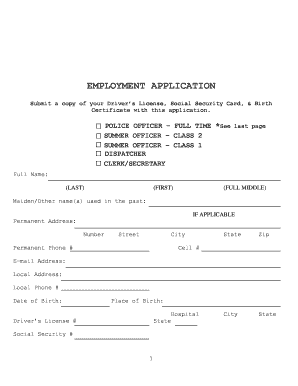 Police Officer Employment Application