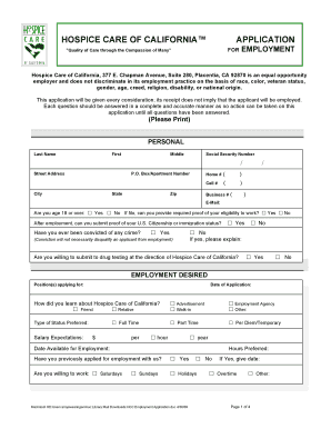 HOSPICE CARE OF CALIFORNIA APPLICATION - hospicecareofca