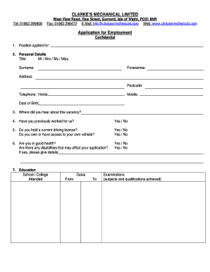 Application for Employment