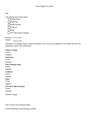 Name Change Cover Sheet