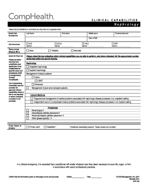 Nephrology Clinical Capabilities Form