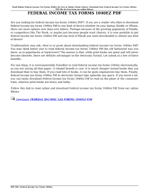 Federal Income Tax Form 1040ez