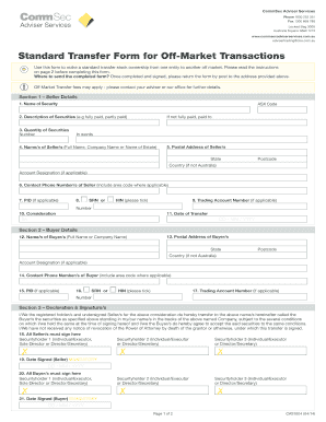 Standard Transfer Form for Off-Market Transactions