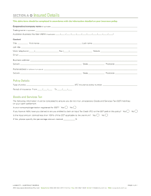 Liability Contract Works Claim Form