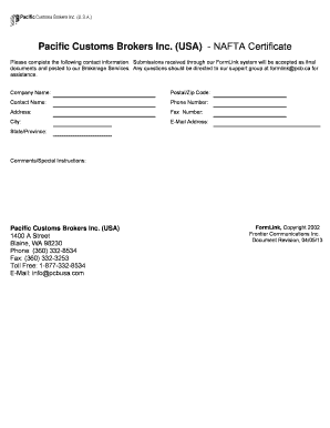 NAFTA Certificate of Origin