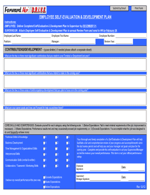 Employee Self Evaulation Development Plan - Forward Air