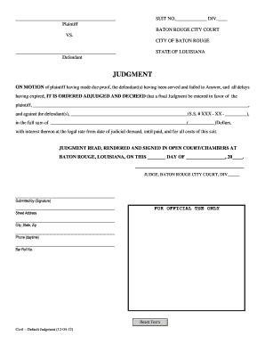 Louisiana Default Judgment