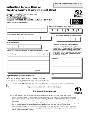 Royal Statistical Society Membership Direct Debit Form