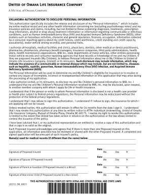 Oklahoma Authorization to Disclose Personal Information