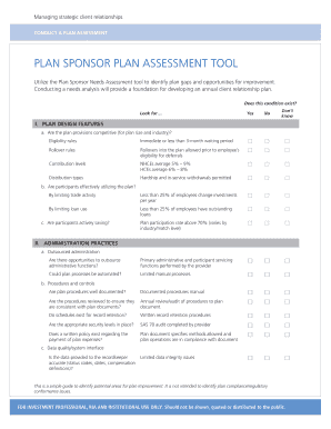 Plan Sponsor Plan Assessment Tool