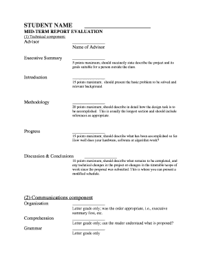 Mid-Term Report Evaluation Form