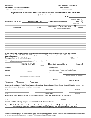 Student Body Expenditure Authorization Form