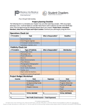 Long term project planning template - Peace through Understanding Project planning Checklist - ceesa