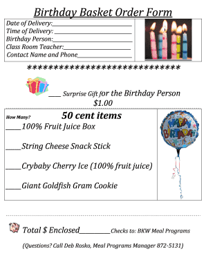 Birthday Basket Order Form