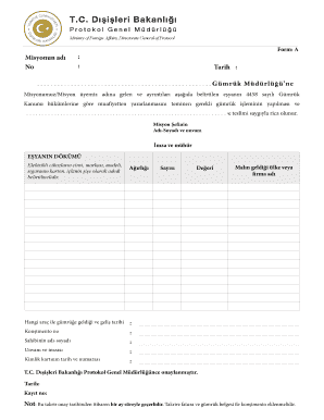 Turkish Customs Exemption Request Form