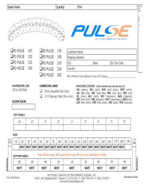 Skydiving Canopy Order Form