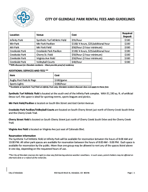 City of Glendale Park Rental Application