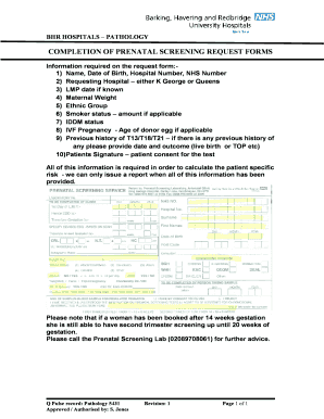 Prenatal Screening Request Form
