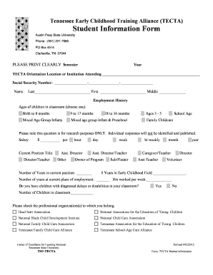 TECTA Student Information Form
