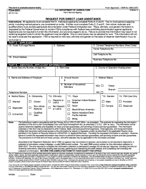 USDA Direct Loan Assistance Request Form