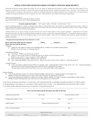 Application for Exemption from University Housing Requirement