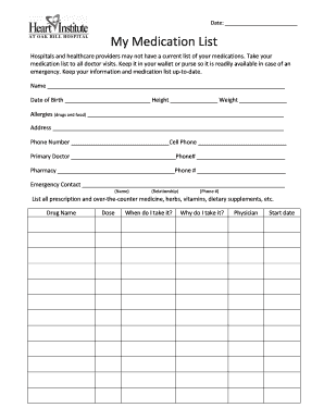 My Medication List Form