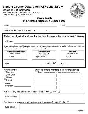 Lincoln County 911 Address Verification Form