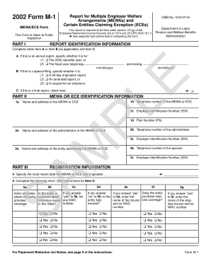 Form M-1 Report for Multiple Employer Welfare Arrangements