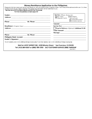 Money Remittance Application to the Philippines