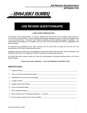 Job Review Questionnaire