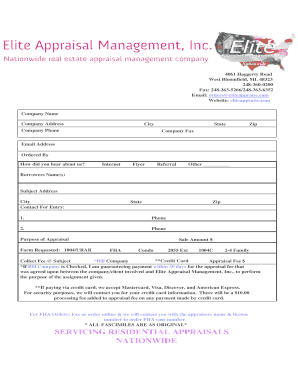 Appraisal Order Form
