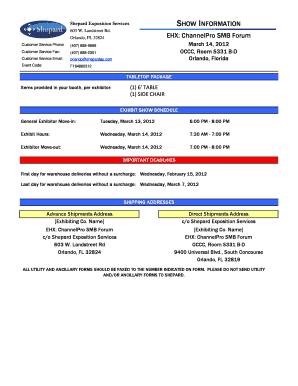 Exhibitor Booth Package Order Form